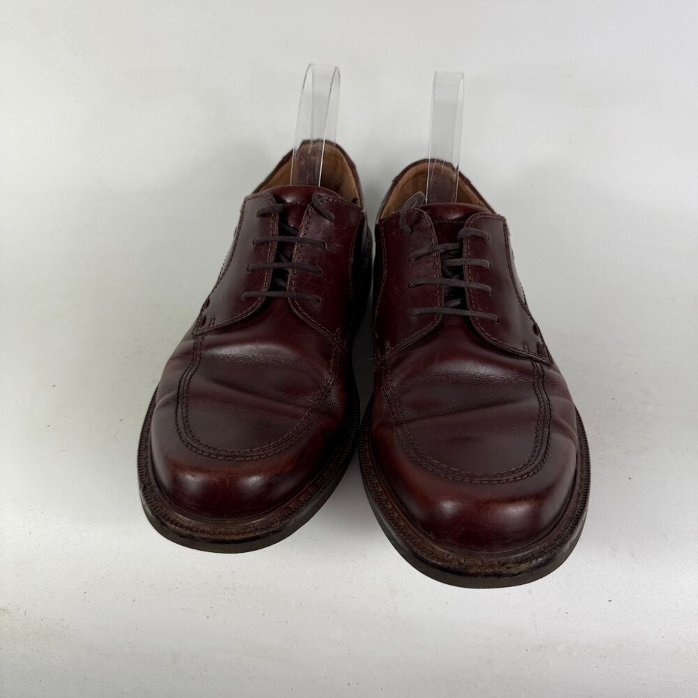 Ecco Austin Oxford Men's 8.5 Maroon Leather Apron Toe Lace-Up Low Top Block Heel - Picture 4 of 10